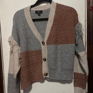 Color Block Cropped Cardigan